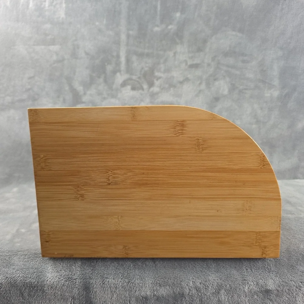 Large Rolltop Bamboo Wood Bread Box Light Natural Wood Grain
